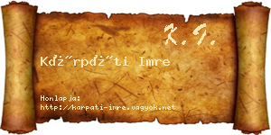 Kárpáti Imre névjegykártya